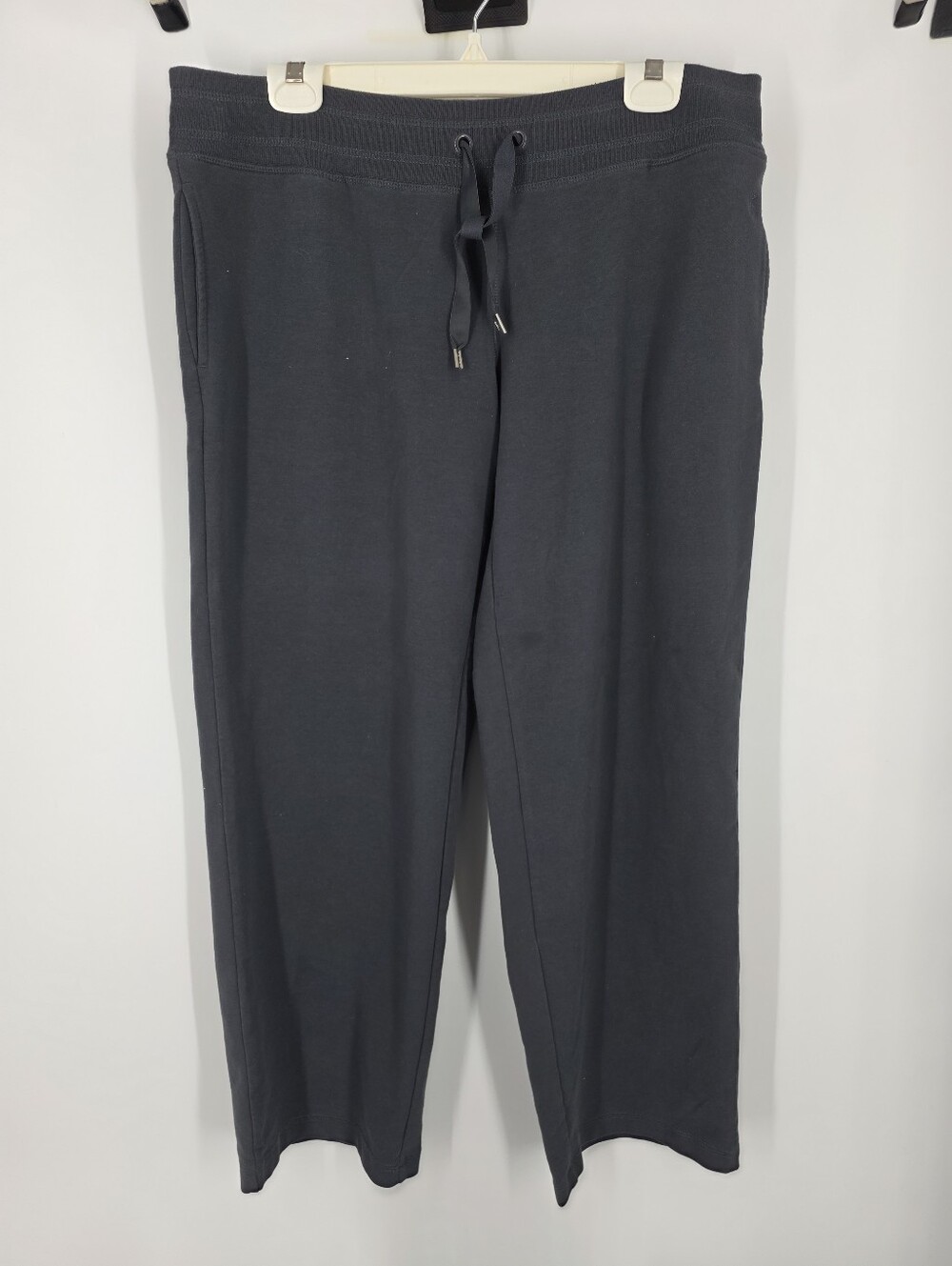 Danskin Now Womens Petite Large 12P 14P Drawstring Sweatpants Grey Stone Wide